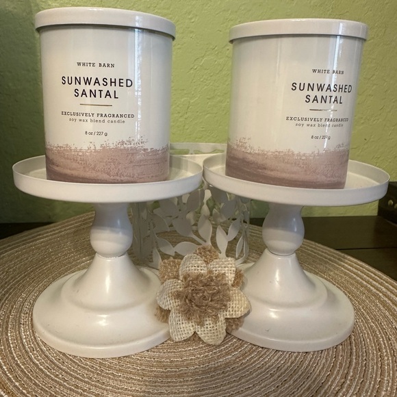 White Barn Sunwashed Santal Soy Candle with Cream and Brown Hues - Picture 1 of 5